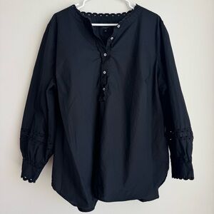 Talbots Black Blouse With Buttons and Lace Detailing Size 3X